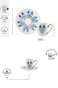 Iznik 6 Person Coffee Cup Set 80 ml