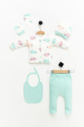 Hospital Outlet 100% Cotton Elephant Printed Newborn 5pcs Set Baby Suit