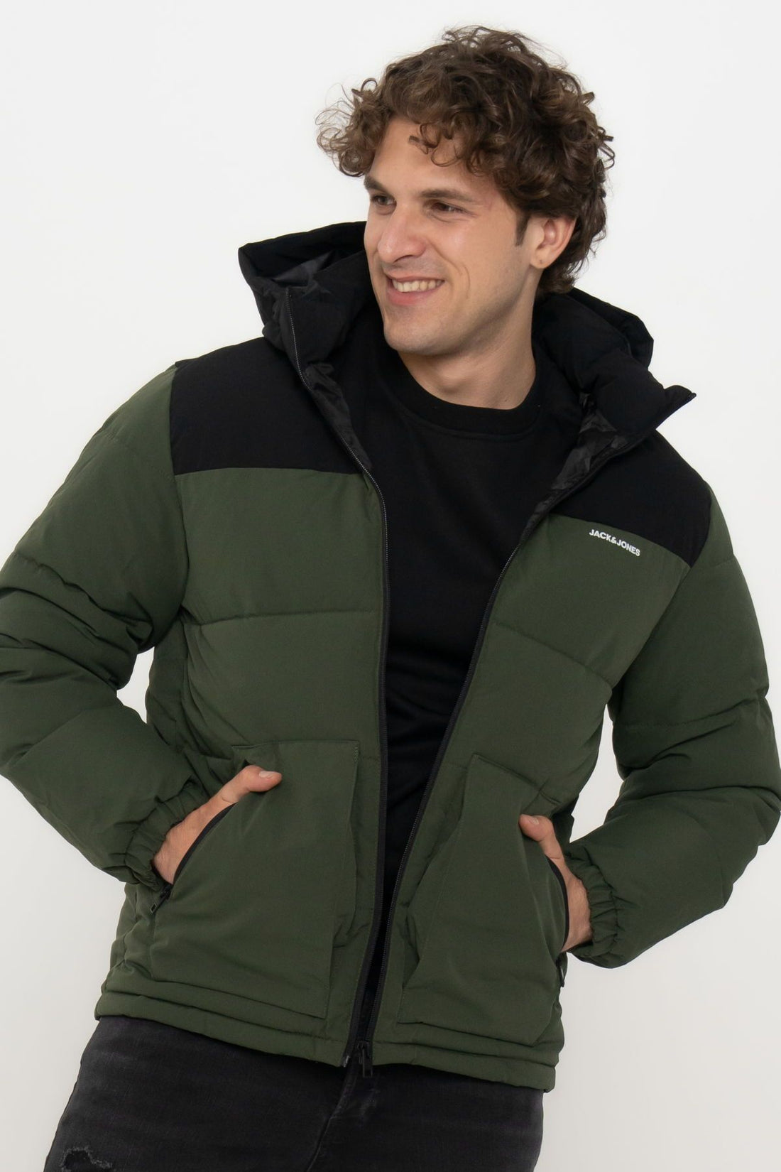 Men's Cappuccino Zipper Puffer Coat - Otto