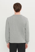 Men's Grey Melange Cotton Standard Fit Regular Fit Crew Neck Jacquard Sweater
