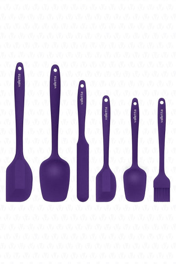 Drongo Heat Resistant Fireproof Non-stick Silicone Spatula Set 6 Pieces Purple