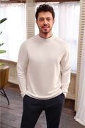 Men's White High Crew Neck Cool Keeping Rayon Slim Fit Slim Fit Sweater A31y5001