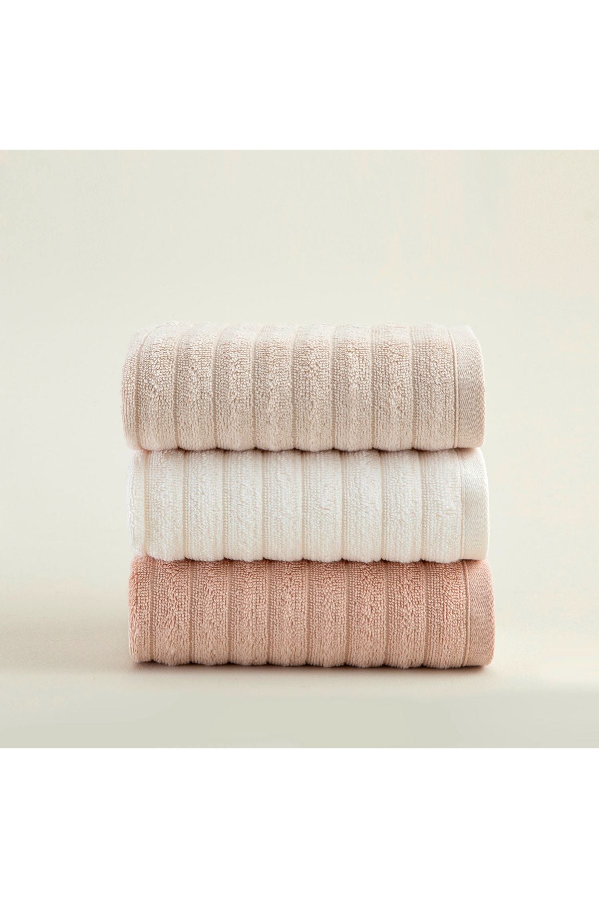 Waved 3pcs Hand Towel 30x50 cm Ecr/Beige