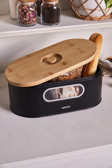 Stream 2in1 Bread Box/Cutting Board Black