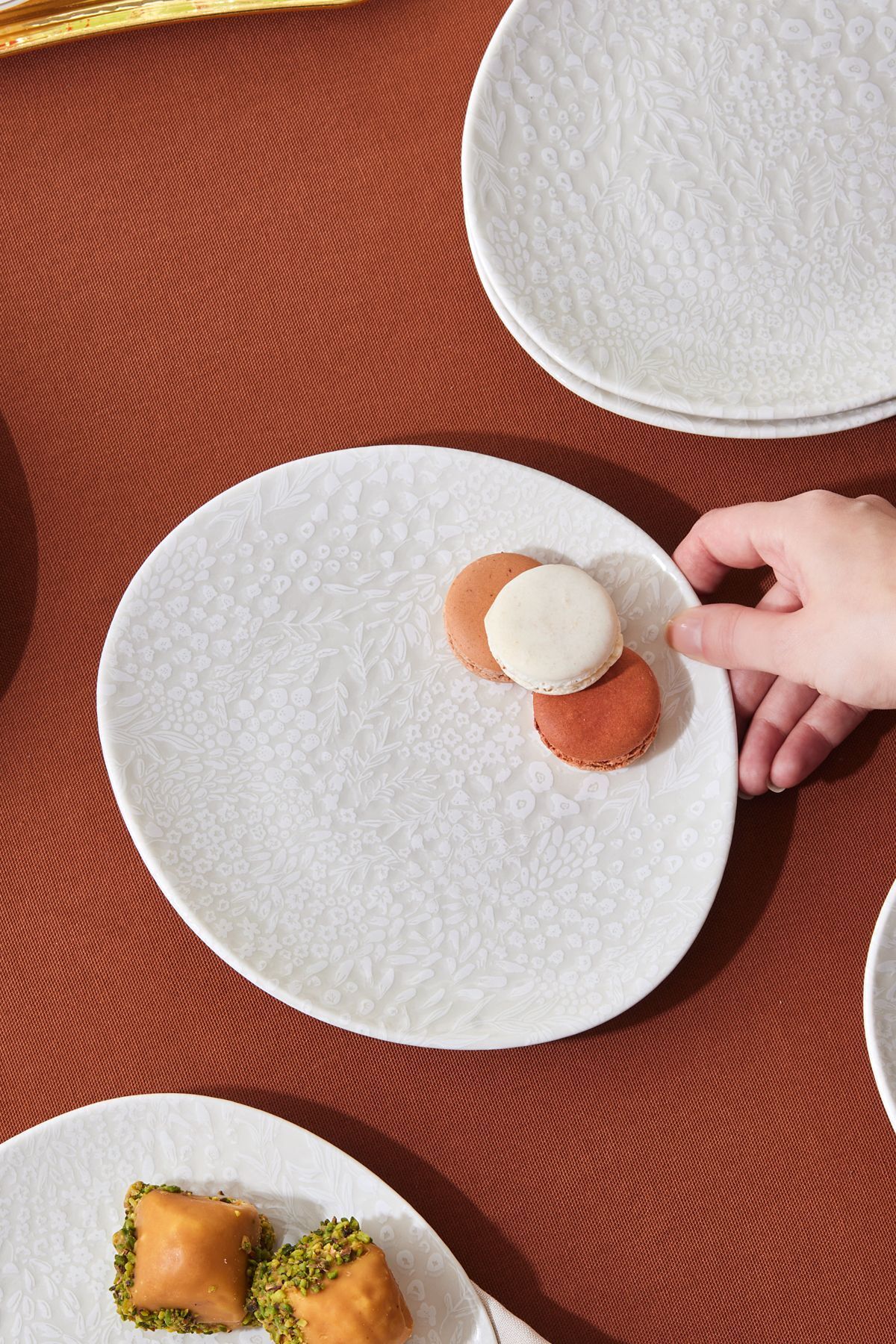 Pebble 6 Piece Ceramic Cake Set White 21 cm