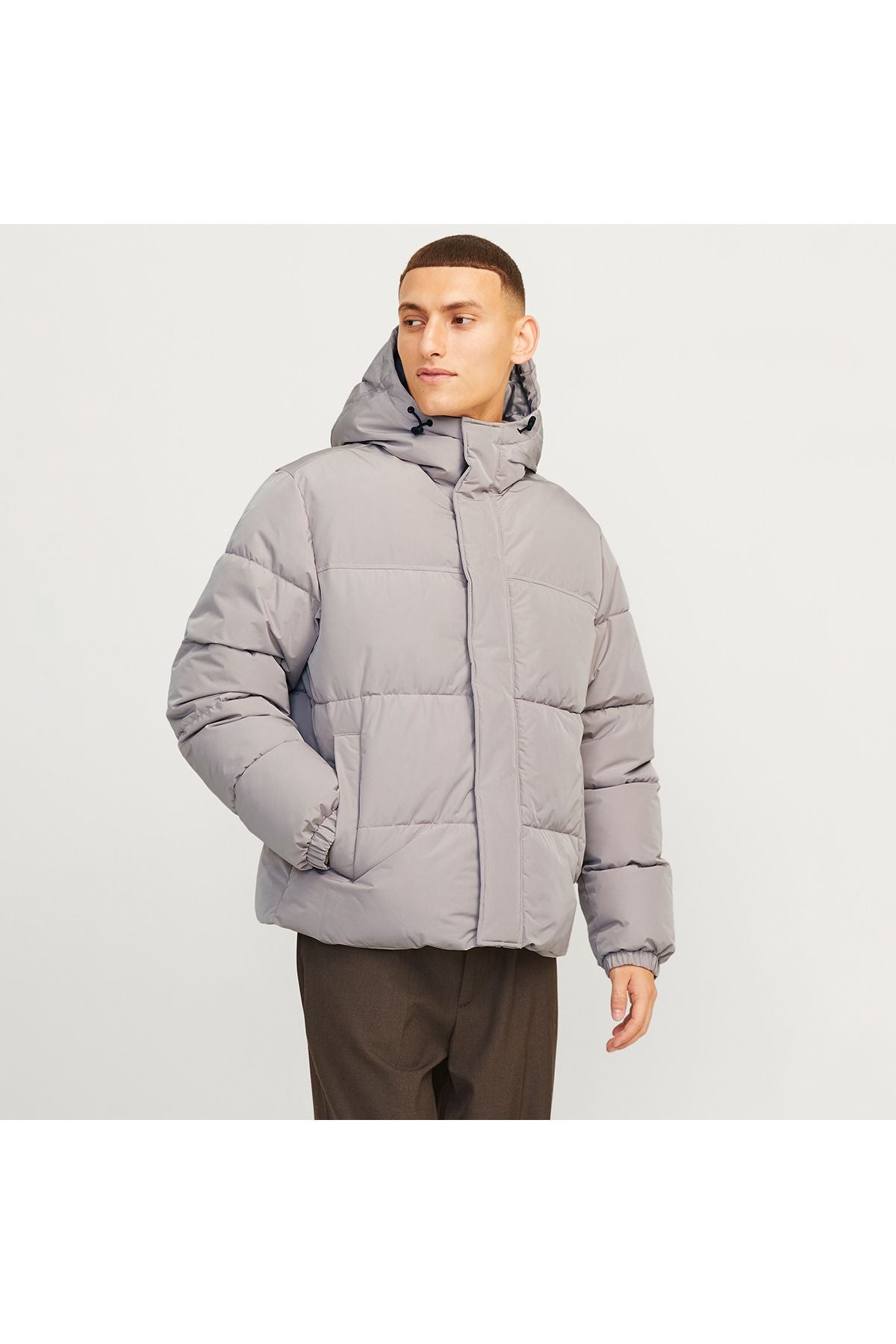 Jack&jones Bradley Puffer Hood Men's Beige Round Neck Coat