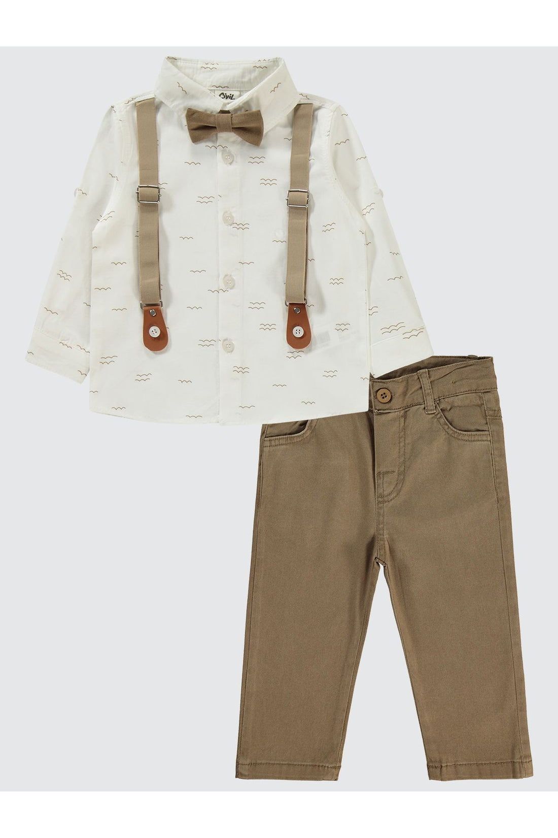 Baby Boy Suit 6-18 Months Milk Coffee