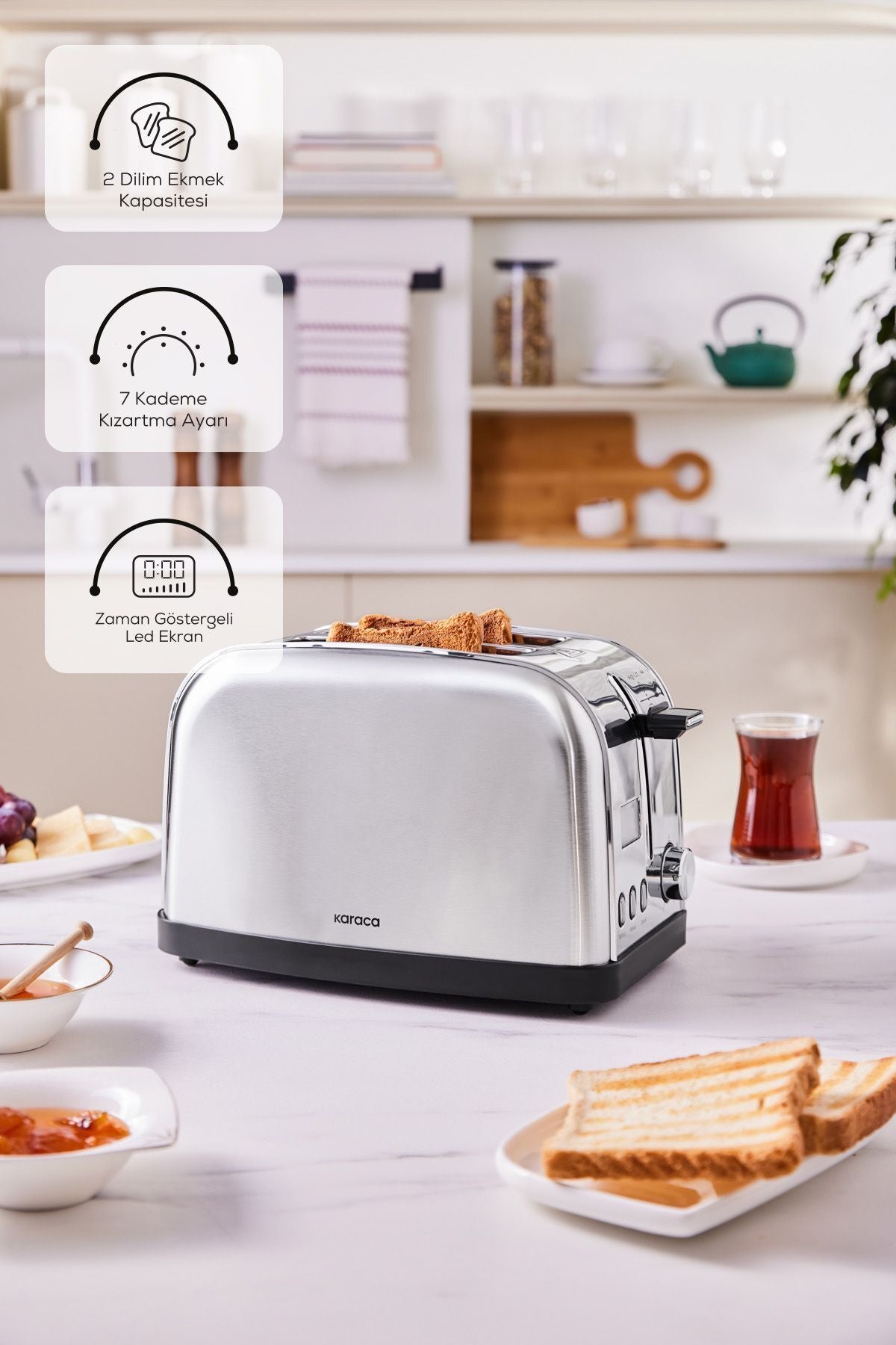 Inox Led Time Display Toaster
