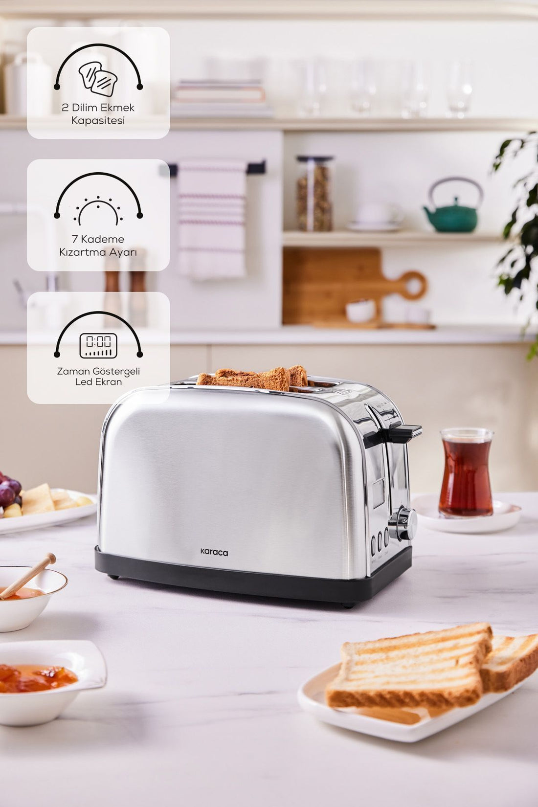 Inox Led Time Display Toaster