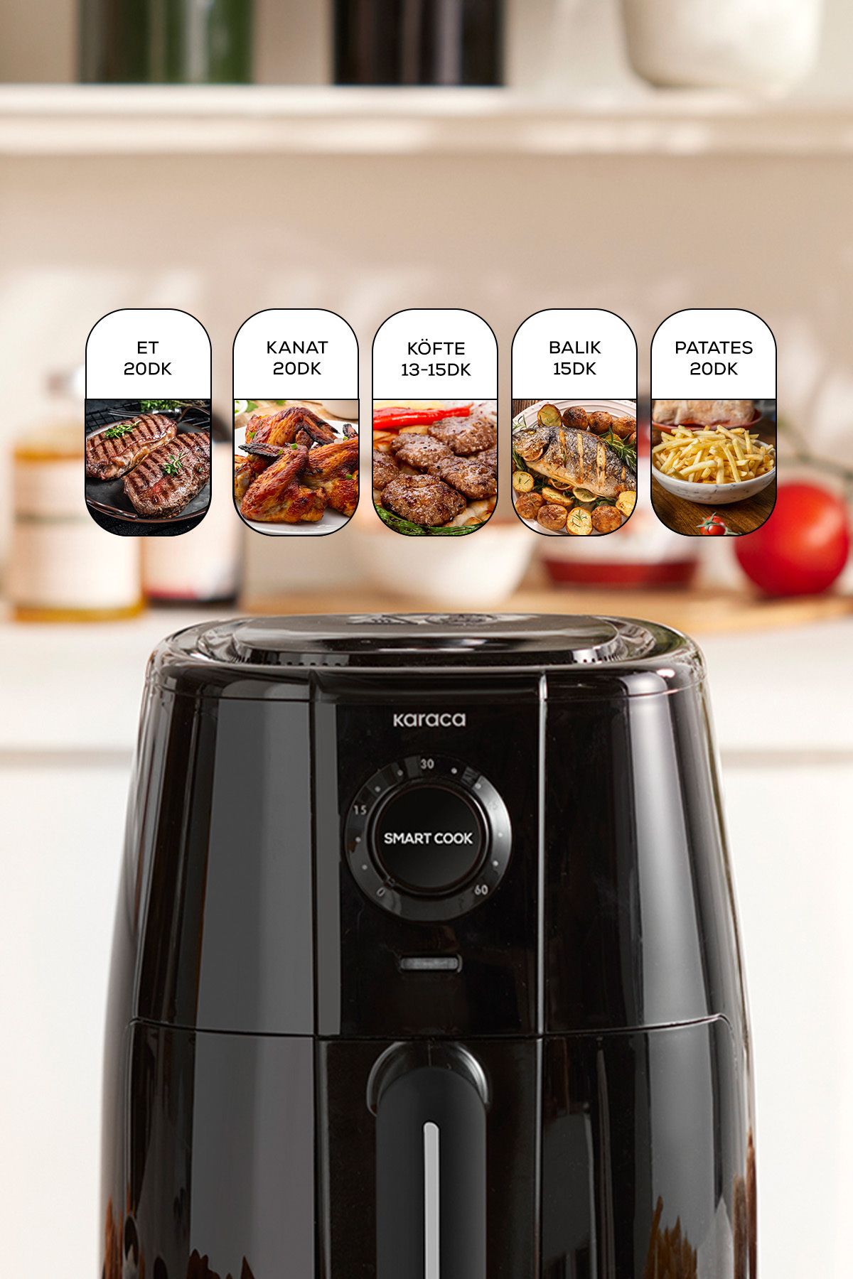 Smart Cook Compact Airfryer Black 2 Seater with Time Adjustment Up to 60 Minutes