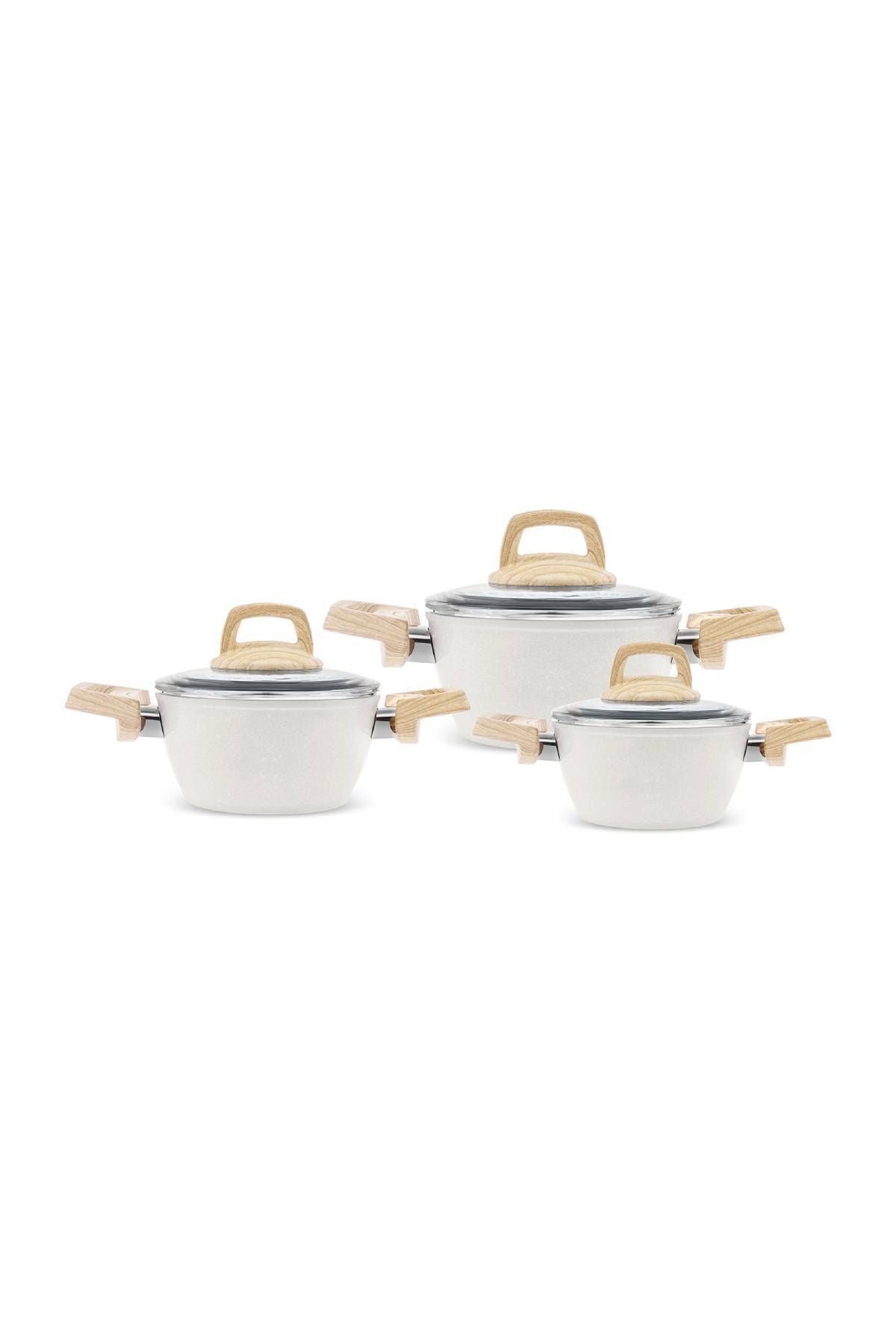 X Refika Birgül Swiss Crystal 6 Piece Midi Cookware Set Creamy