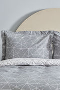 Colby Grey 100% Cotton Double Size Duvet Cover Set