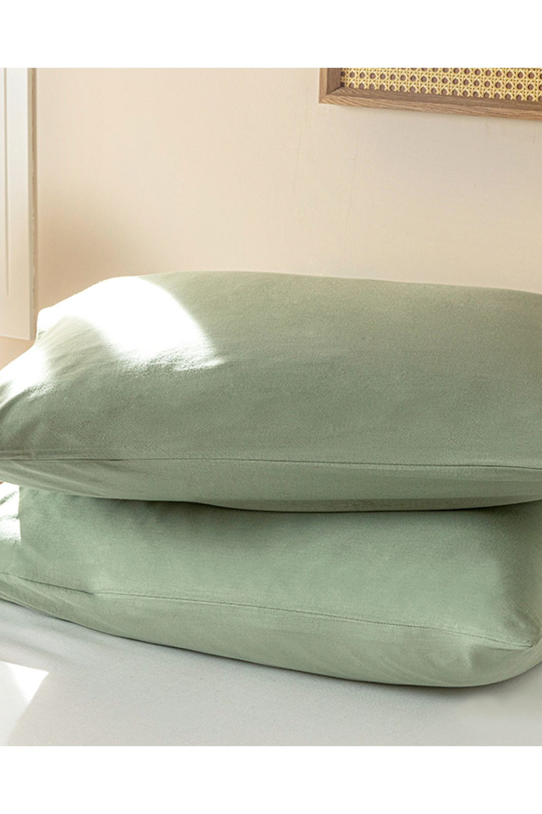 Plain Cotton 2-Piece Pillowcase Cagla Green