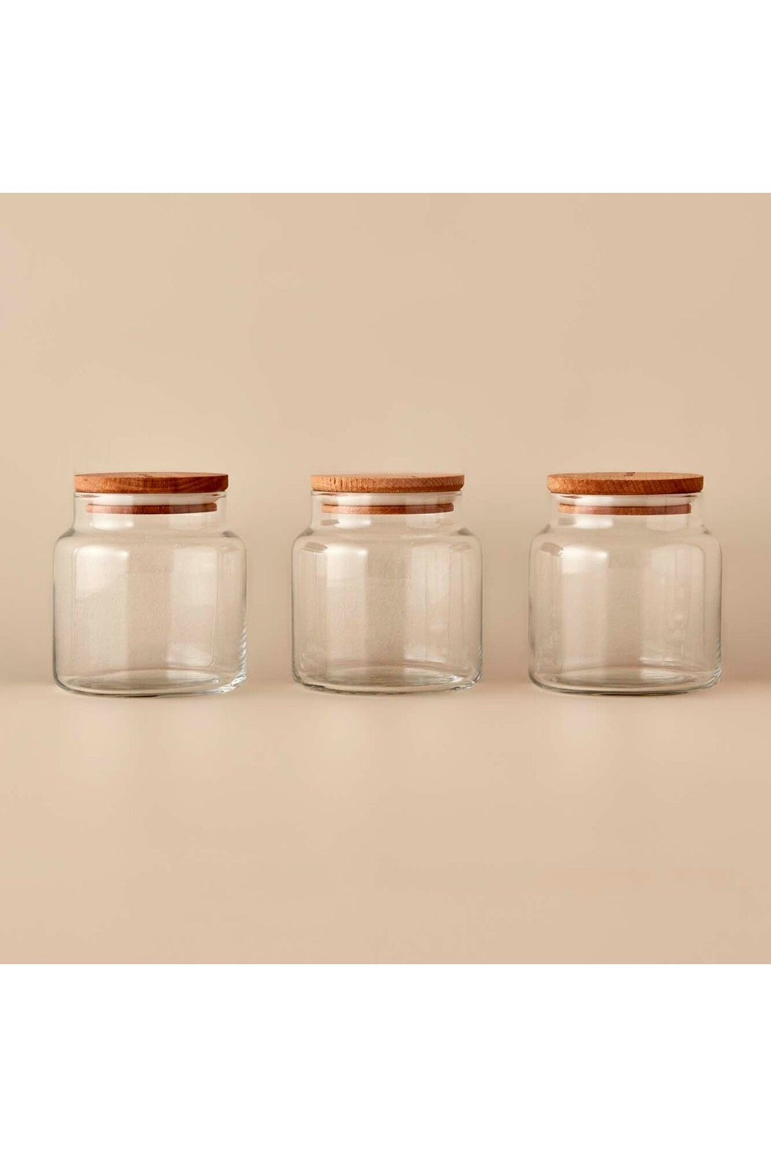 Joye Set of 3 Jars with Wooden Lids (635 Cc)