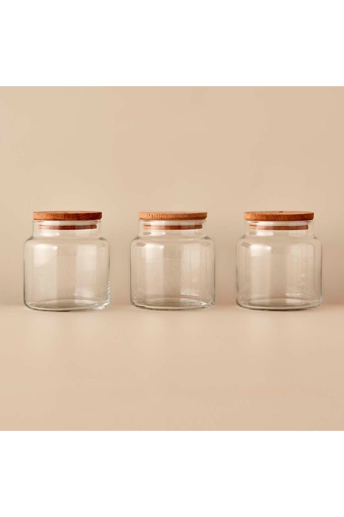 Joye Set of 3 Jars with Wooden Lids (635 Cc)