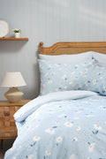 Daisy Light Blue 100% Cotton Single Size Duvet Cover Pillow Set