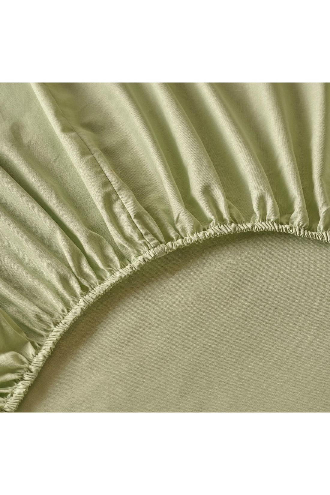 100% Cotton Satin Double Elastic Bed Sheet Foggy Green (160X200X35 CM)