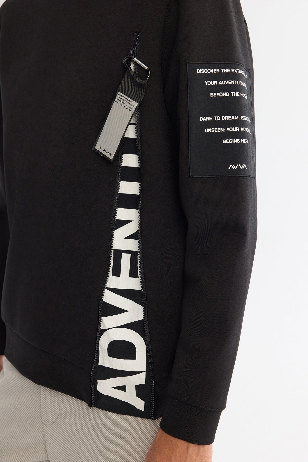 Erkek Siyah Bisiklet Yaka Pamuklu Baskılı Elastan Regular Fit Sweatshirt A42Y1246