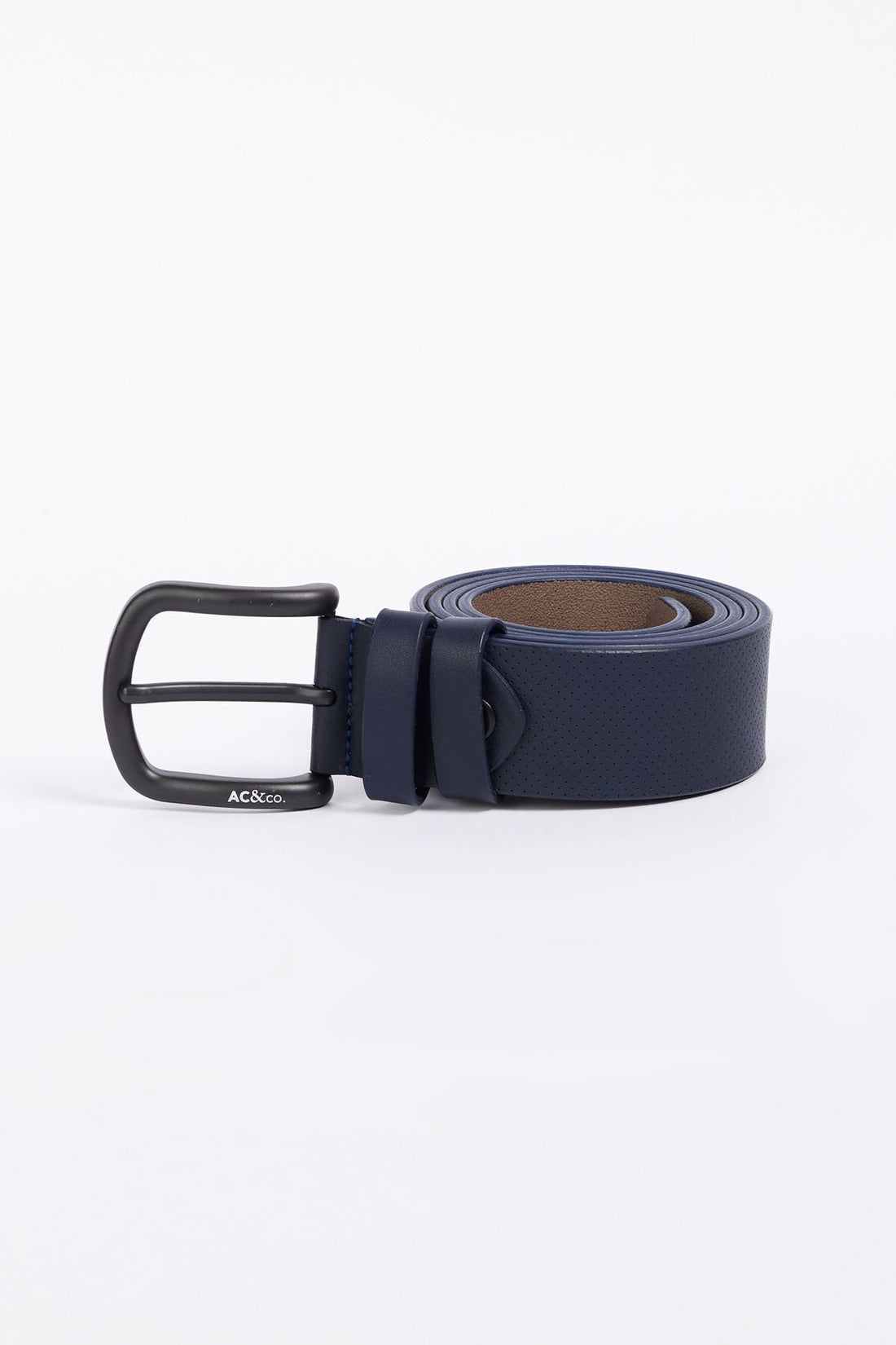 Men's Navy Casual Faux Leather Belt