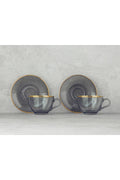 Blaze Glass 4 Piece 2 Seater Tea Cup Set Black