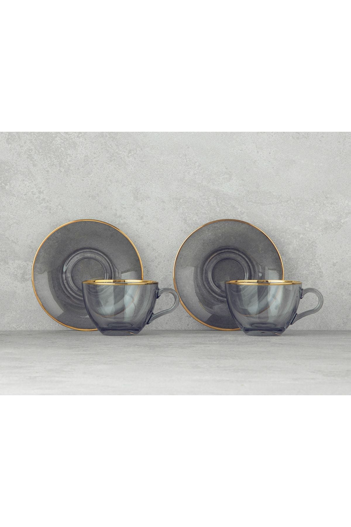 Blaze Glass 4 Piece 2 Seater Tea Cup Set Black