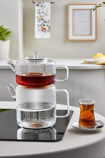 Flat Midi Borosilicate Glass Teapot