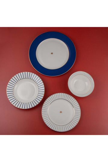 Navy 24 Piece Dinner Set for 6 Seater