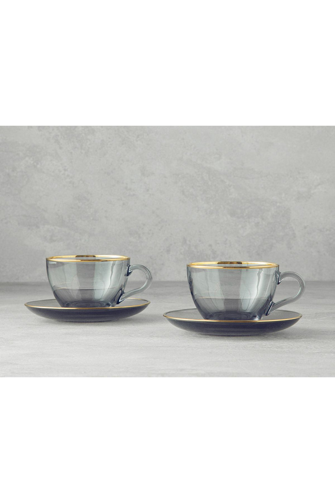 Blaze Glass 4 Piece 2 Seater Tea Cup Set Black