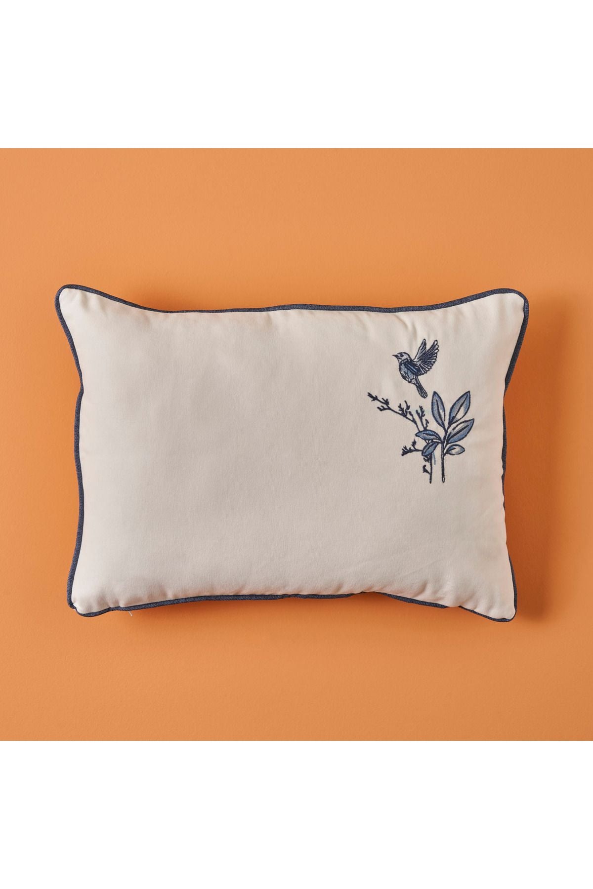Bleu Blanc Embroidered Cushion Cover Blue-White (35x50 cm)