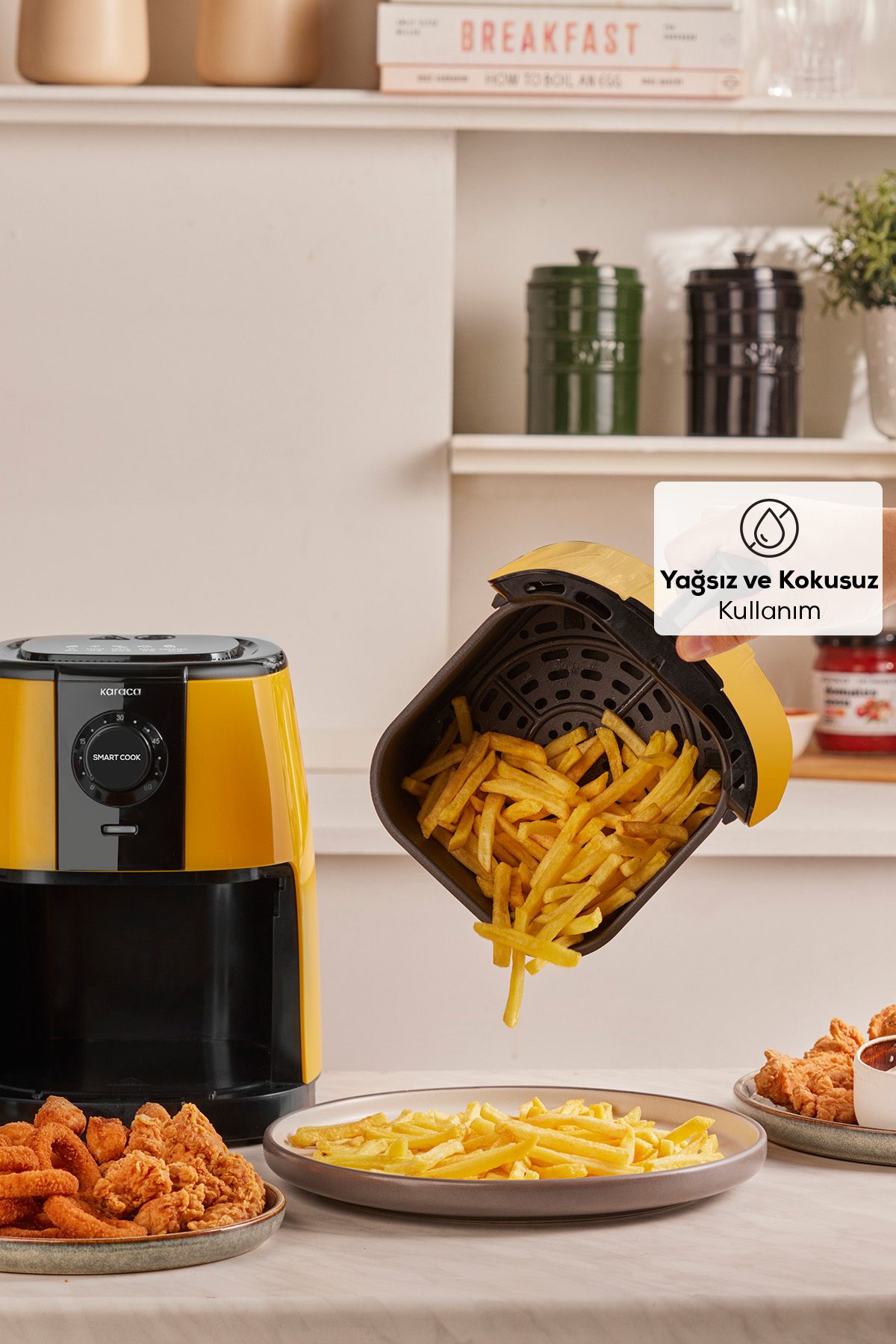 Smart Cook Compact Airfryer Yellow with Time Setting Up to 60 Minutes