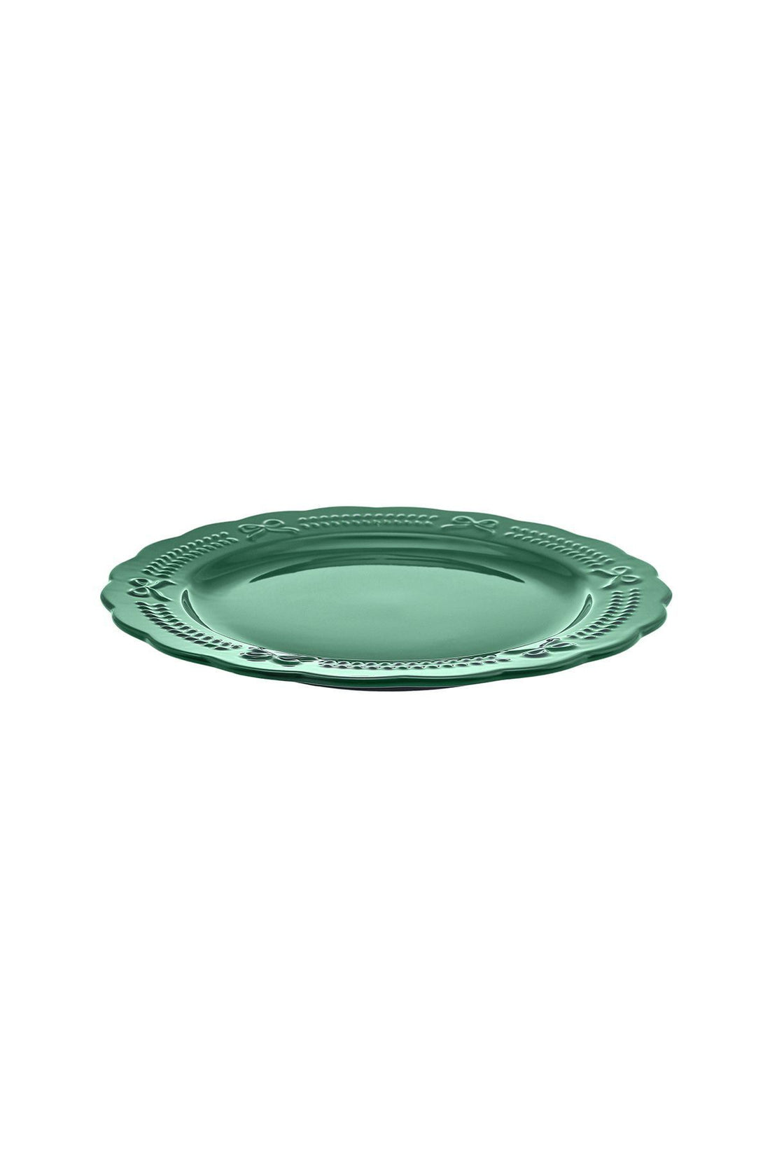 New Year Christmas Embossed Cake Plate 21 Cm Green