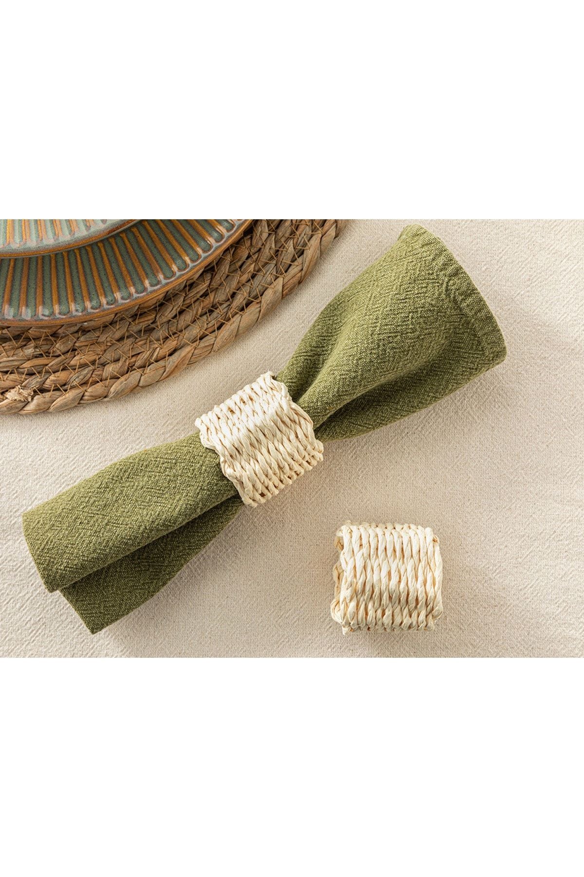 Knitwear Rafya 2 Piece Napkin Ring 5 Cm Cream