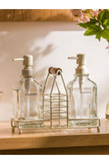 LCW HOME Liquid Soap Dispenser Set with Metal Stand