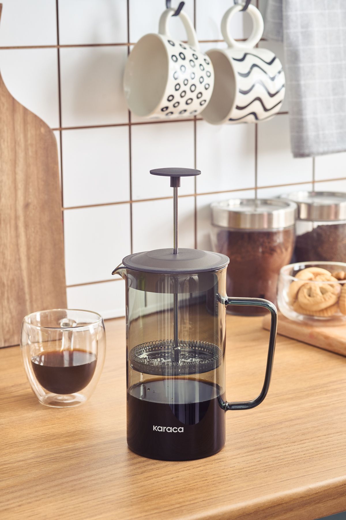 Valentina Borosilicate Glass French Press Grey 1000 Ml