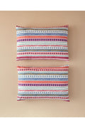 Folk Lines 2-Pack Pillowcase Dark Pink