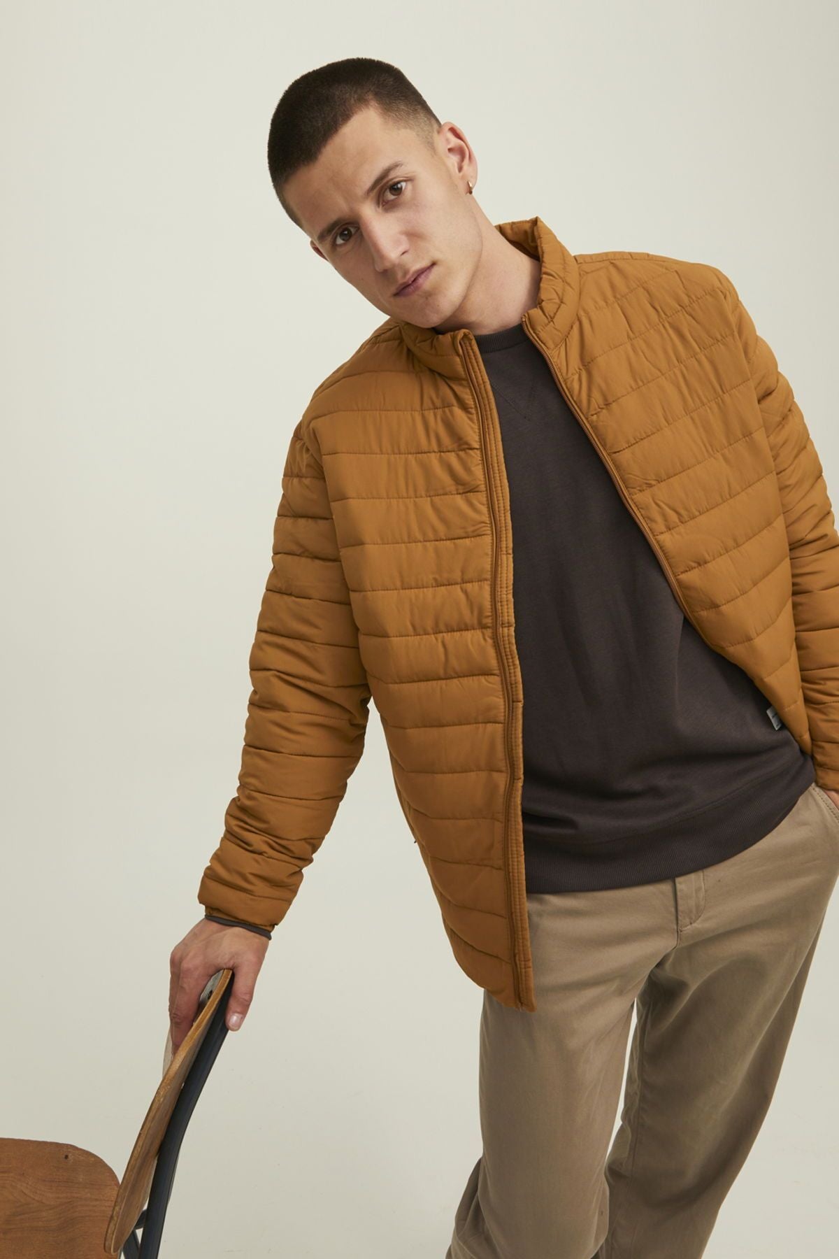 Jack&jones Recycle Puffer Collar Men's Brown Coat