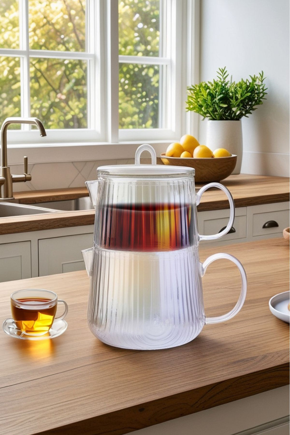 Aqualine Borosilicate Glass Midi Teapot - Luster