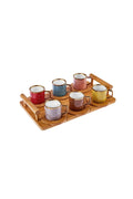 Bamboo Tray Gift Colorful Coffee Cup Set for 6 Persons 90 ml