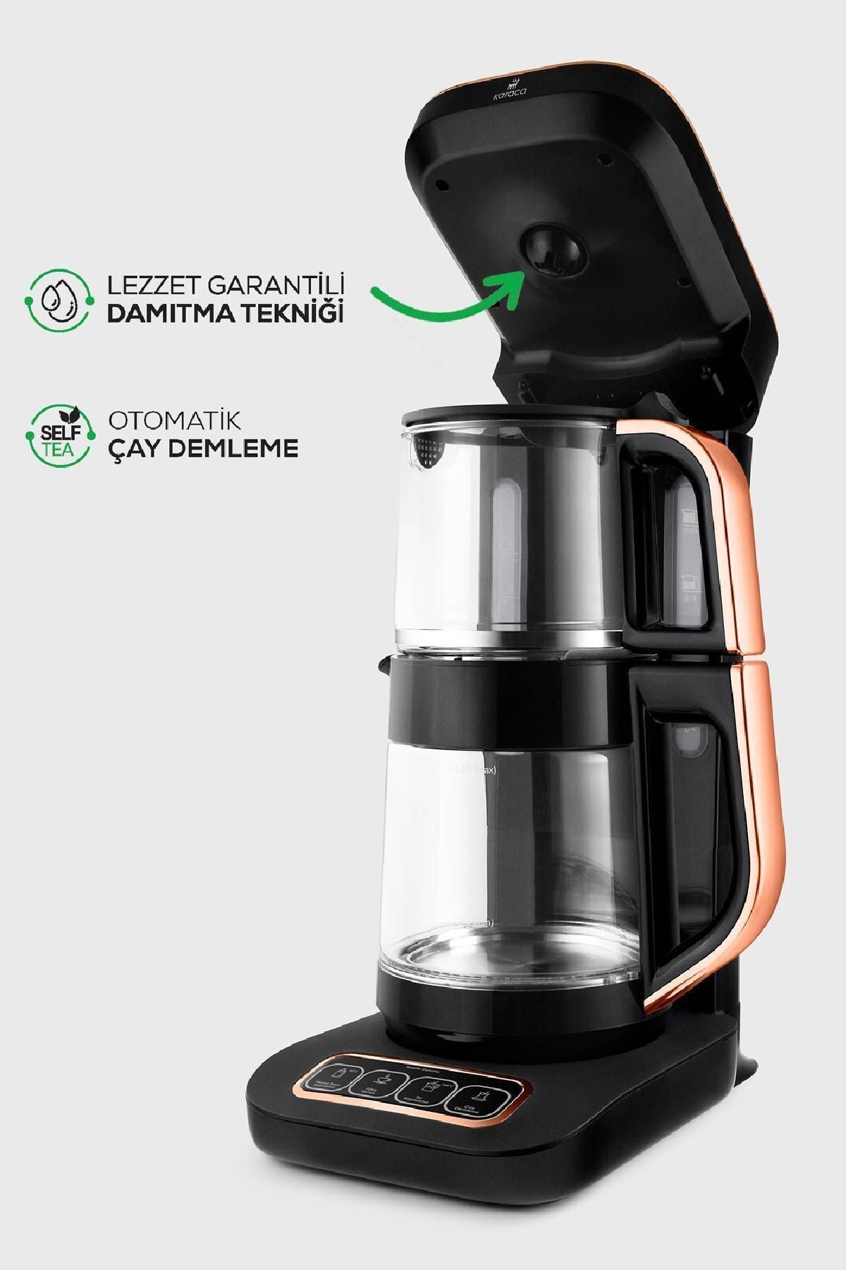 Robotea Pro 4 in 1 Talking Glass Tea Maker Black Copper