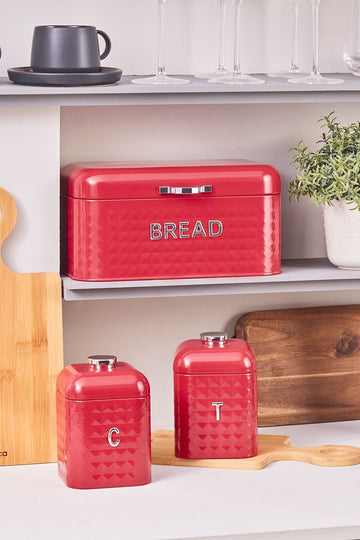 Diamond Carbon Steel Bread Box Storage Container Gift Red