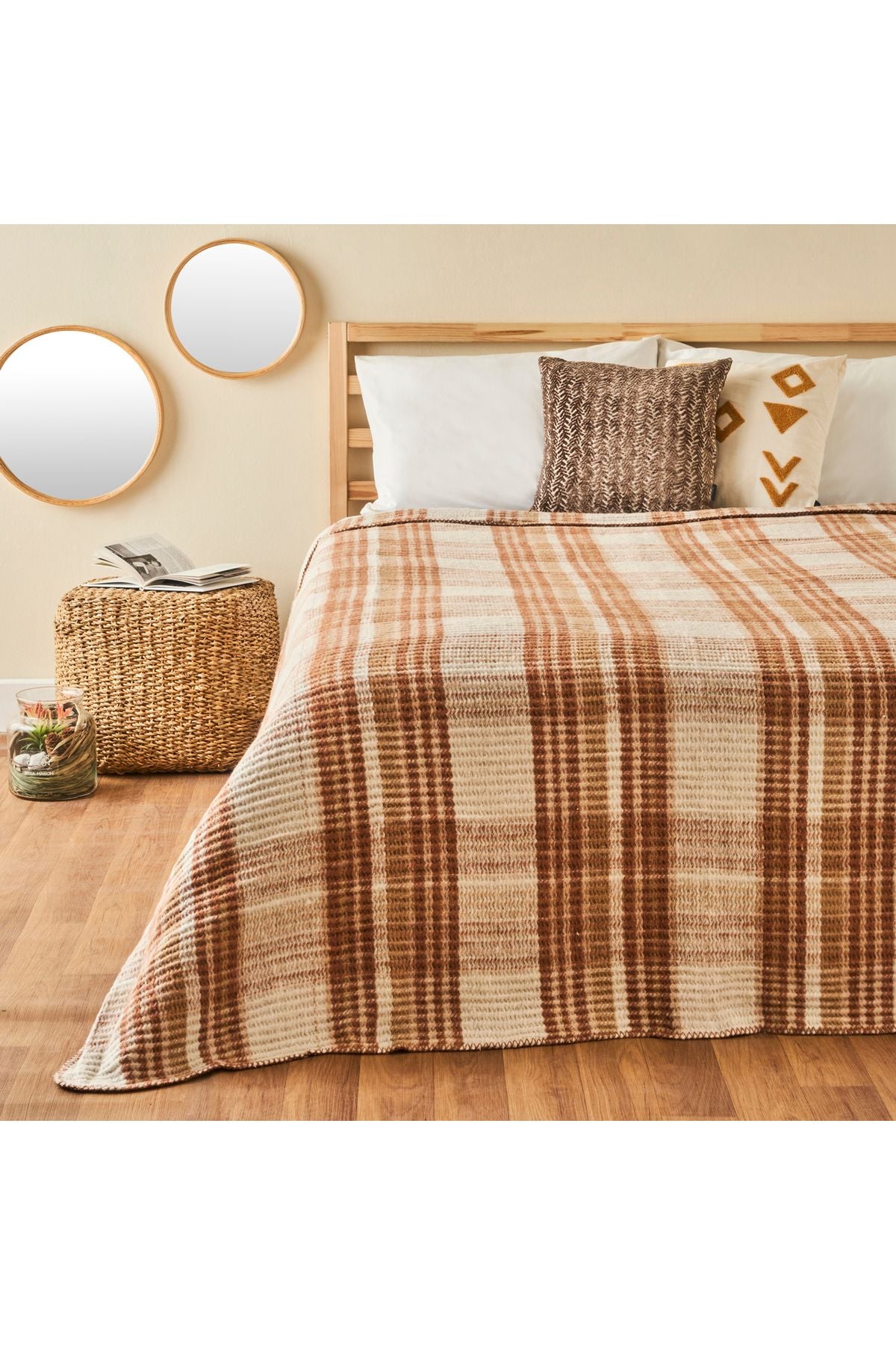 Noah Single Size Cotton Scottish Blanket Brown (150X200 CM)