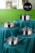 Sakura Powersteel 316 Steel Induction Bottom 8 Piece Cookware Set