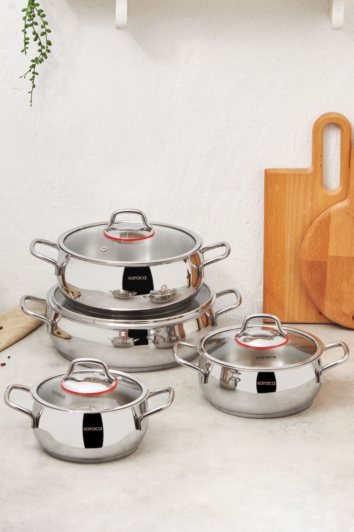 Emirgan 8 Piece Steel Cookware Set with Induction Base