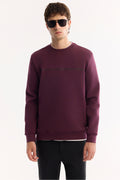 Erkek Bordo Bisiklet Yaka Pamuklu Bi-Stretch Baskılı Regular Fit Sweatshirt A52Y1325