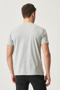 Men's Grey Melange Cotton Slim Fit Slim Fit Crew Neck Basic T-Shirt