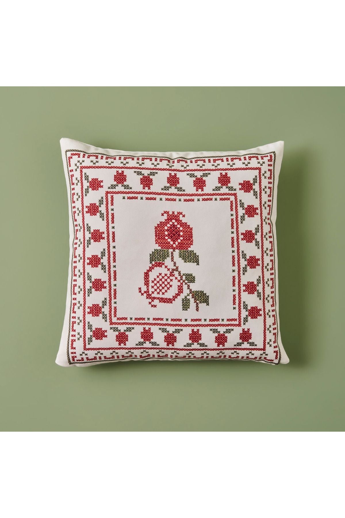 Jolly New Year Pomegranate Printed Cushion White (43x43 cm)