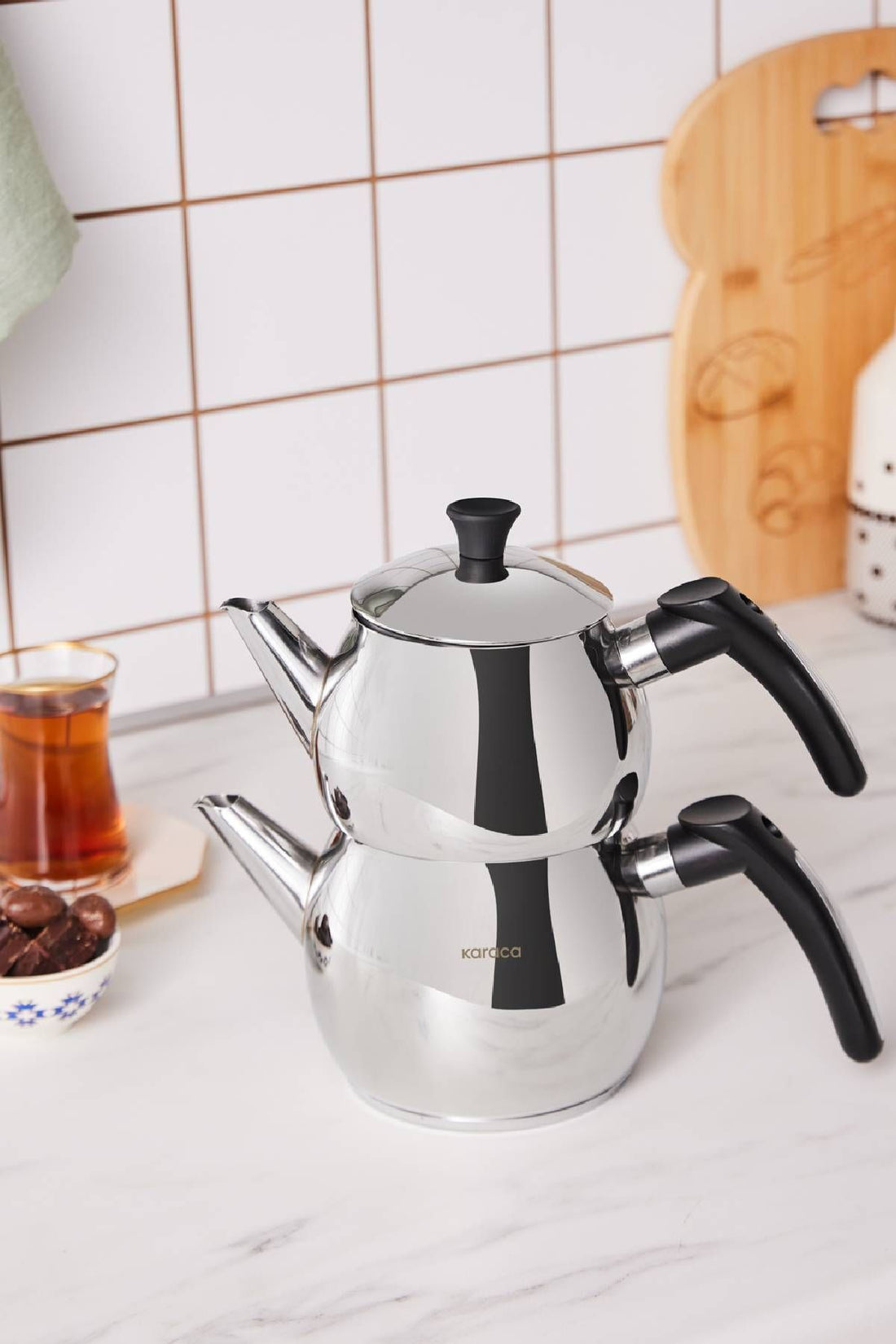 Çise Induction Base Midi Teapot Set Black