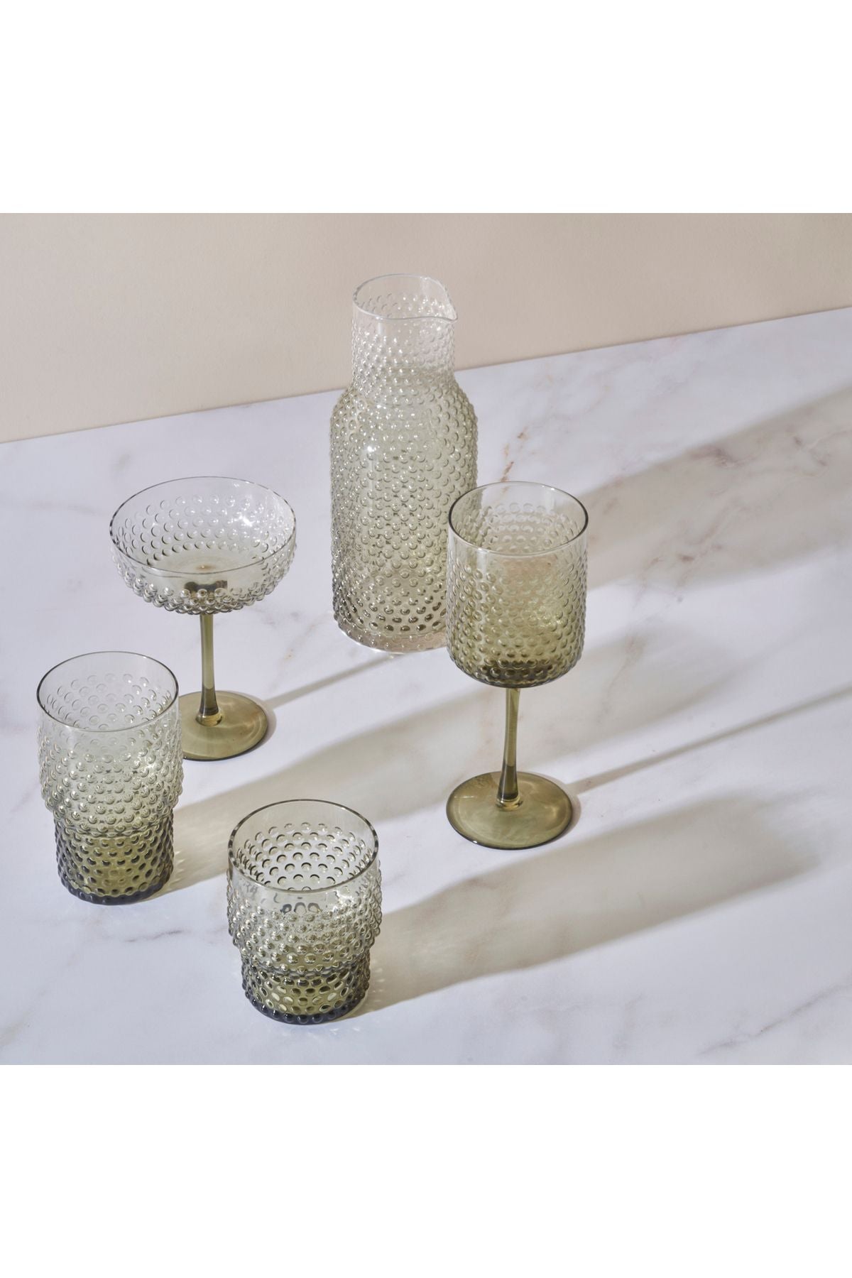 Bubble Goblet Set of 6 Green (400 cc)