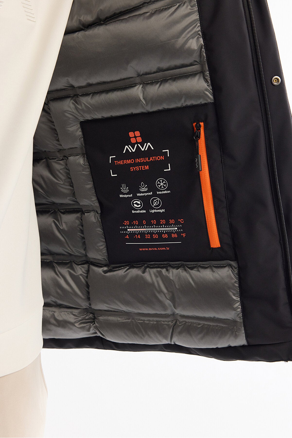 Erkek Siyah Çıkma Kapüşonlu Su İtici Rüzgar Geçirmez Uzun Comfort Fit Mont A42Y6151