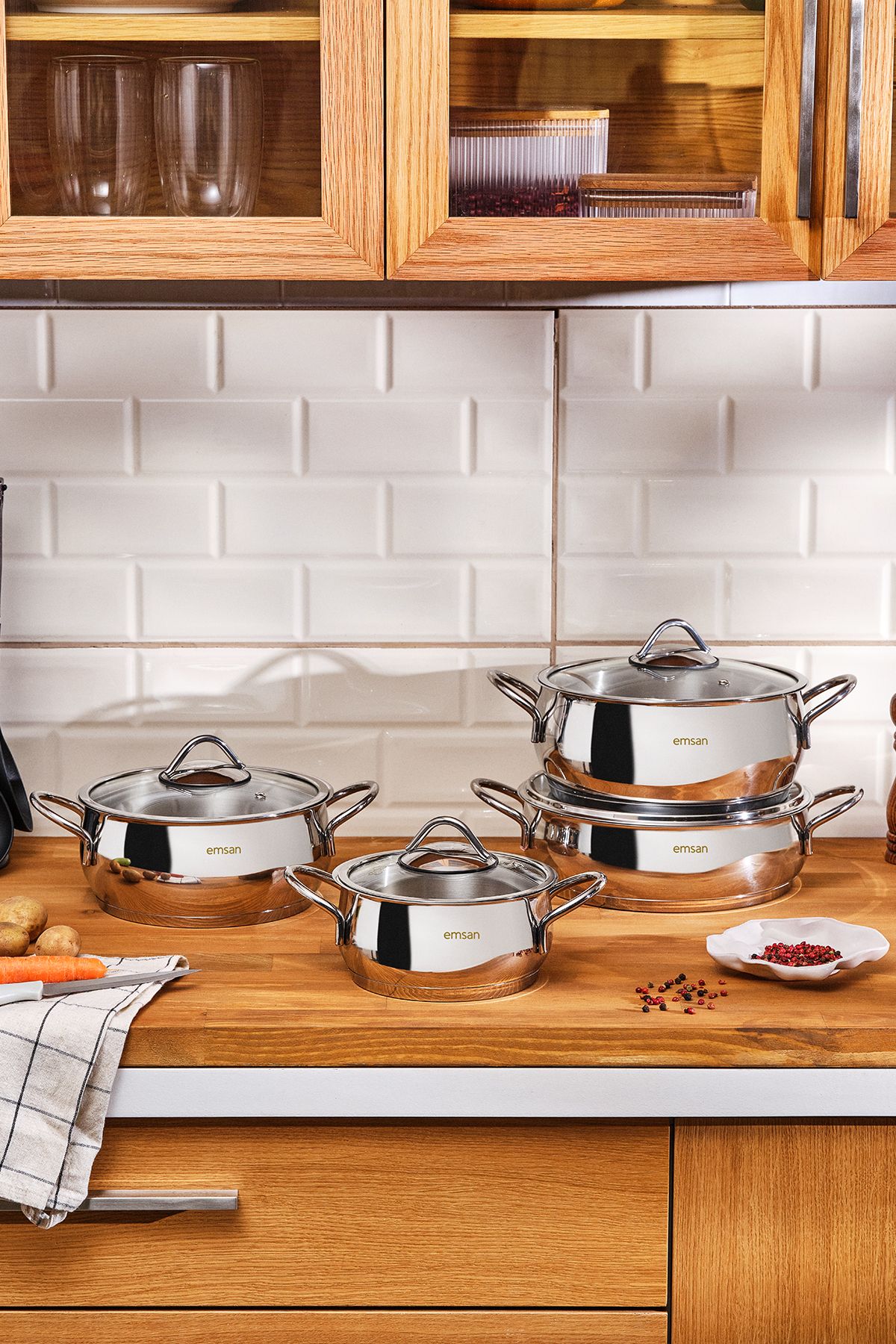 8 Piece Steel Cookware Set with Cemre Induction Base